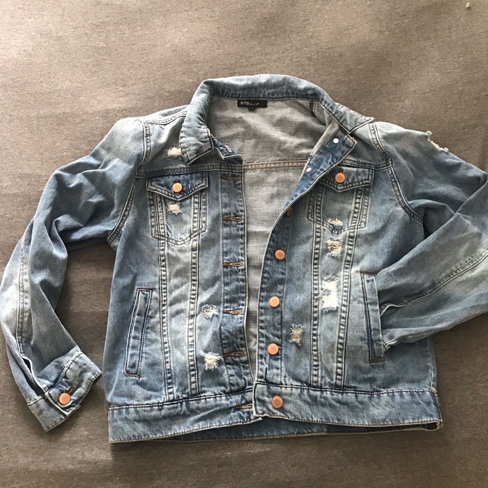 Distressed jean jacket